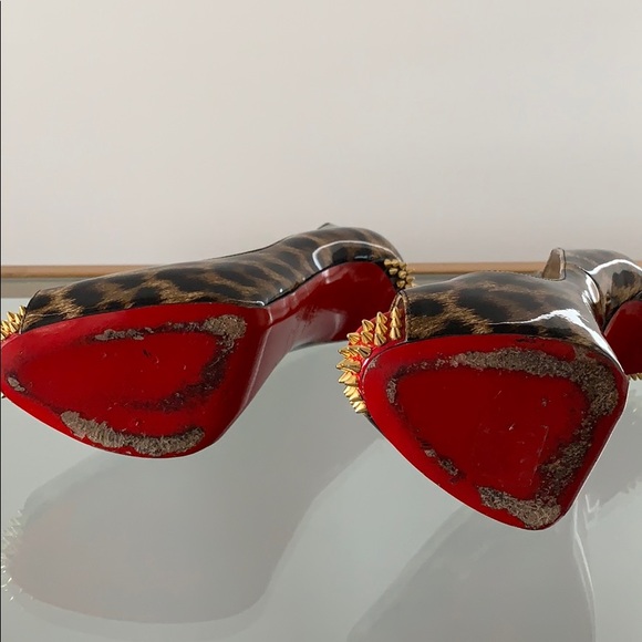 NVPS 120 Patent Leopard Gold Spike Studded Pumps - Picture 3 of 4